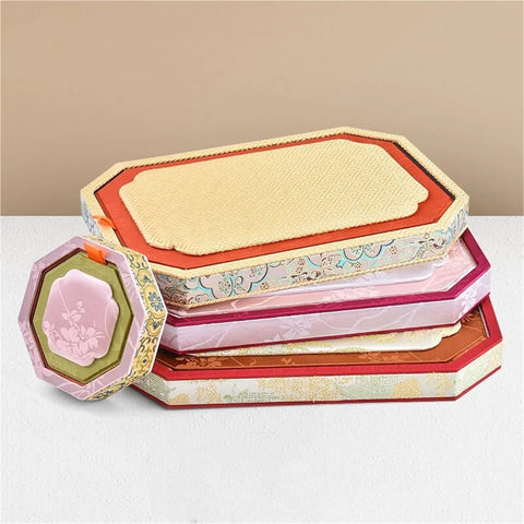 Brown Stackable Jewelry Organizer Tray With Six Grids Drawer Storage Pad For Rings And Bracelets Straight Up Smart Storage Keeps Your Daily Stash Neat And Super Accessible, featuring colorful octagonal trays stacked.
