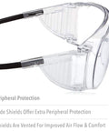 Side view of Ultra-Spec 2000 Visitor Safety Glasses showing clear lens and vented side shields for airflow and protection.