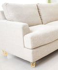Beige sofa with 4 Pack Iron Furniture Legs for Cabinets and Tables Easy Install Steel Feet with Rust Resistant Finish Heavy Duty Support.