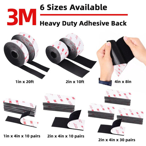 Heavy Duty Hook And Loop Interlocking Tapes 2 Inch By 4 Inch 10 Pairs Self Adhesive Mounting Strips variety of sizes