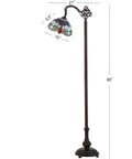 Dragonfly Tiffany-Style 60-Inch Arched LED Floor Lamp In Bronze with stained glass shade, energy-saving LED, ETL listed