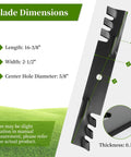 Blade dimensions for Three Pack Mower Blades for 48 Inch Decks Fit Hustler Bad Boy Scag Bunton Great Dane Replaces 482877 481706 795757