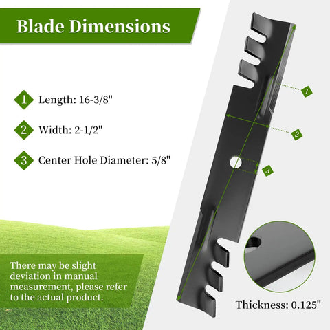 Blade dimensions for Three Pack Mower Blades for 48 Inch Decks Fit Hustler Bad Boy Scag Bunton Great Dane Replaces 482877 481706 795757