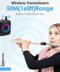 UHF Wireless Flute Microphone System With Receiver And Transmitter Crystal Clear Audio 160ft Range And Digital Screen Stage