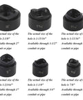Hydraulic Knockout Hole Punch Set 1/2 To 2 Inch Electrical Conduit Cutter, showing 1/2 to 2 inch round metal punches.