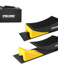 Heavy Duty RV Leveling Blocks With Anti Slip Mats And Wheel Chocks for Travel Trailers and Motorhomes, honeycomb grip design.