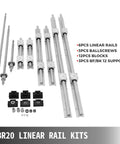All In One CNC Linear Rail Kit With Three RM1605 Ball Screws And SBR20 Rails 300 600 1000 mm Includes BK BF12 Blocks