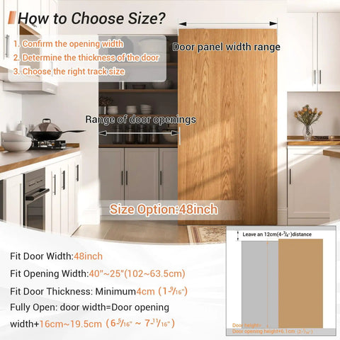 Concealed 48 Inch Sliding Barn Door Hardware Kit With Soft Close Aluminum Wall Mount No Floor Track Hidden Sliding System For Wooden Doors Up To 176 Pounds Fits Opening Width 25 To 40 Inches Door Not Included