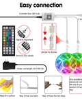 Easy connection guide for 130ft Bluetooth RGB LED Strip Lights With App Control And Remote Music Sync Color Changing LED Tape