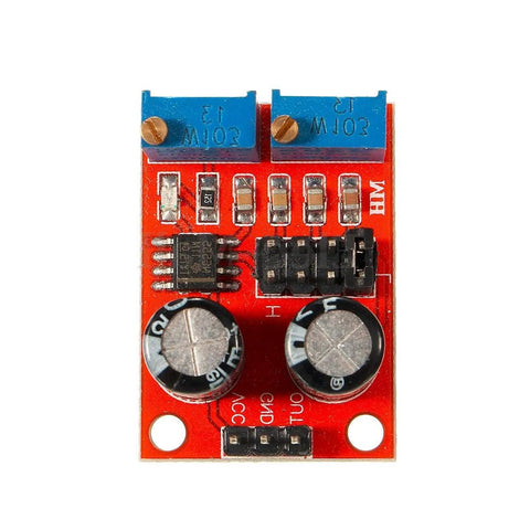 Top Shelf NE555 Pulse Waveform Generator Module with adjustable knobs for crisp square signals in DIY projects.