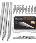 123 Piece Hobby Knife Set With 3 Carving Craft Knives And 120 Size 11 SK5 High Carbon Steel Blades Refills In A Safe Case