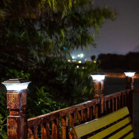 Solar Post Lights For Outdoor Deck And Fence Two Mode Led Lighting Warm White Or Bright White Black Finish 6 Pack Fits 4x4 Wooden Posts