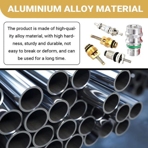 16 Piece Car AC Valve Core Kit For R12 R134A Systems, shown with durable aluminum alloy material components.