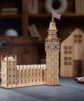 Big Ben 3D Puzzle Kit With 63 Pieces 7.12 Inch Brown Wooden Model Of Parliament Clock Tower DIY Wood Craft For Builders And History Buffs Dope And Easy Addictive Home Display Or Desk Decor.