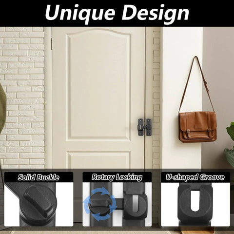 Black Barn Door Lock With 90 Or 180 Degree Flip Door Chain Lock A Versatile Security Sliding Lock for storm doors installed