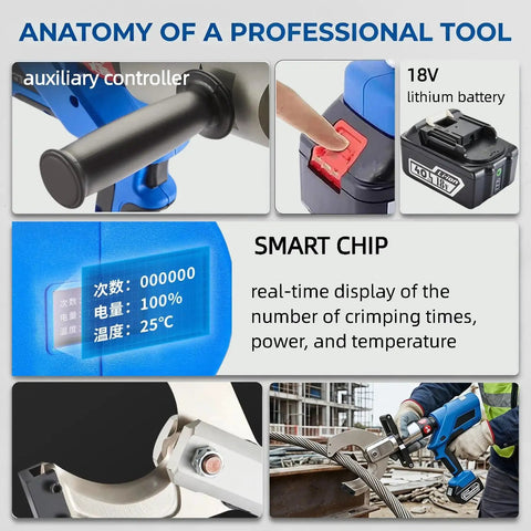 18V Cordless Cable Cutters Heavy Duty Electric Wire Cutters With Hydraulic Shears, Dual Battery Pack, Battery Powered Cable Cutting Tool For 10-120mm Aluminum And Armored Cu Al Cable EZ-135C in use on steel cable