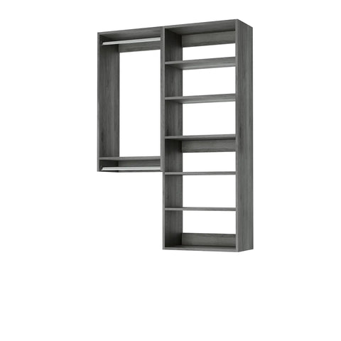 Smooth Operator Modular Closet Organization System Featuring Heavy Duty Metal Poles And Expandable Wire Shelves Total Game Changer For Dorm Rooms Apartments And Hallway Storage In Matte Gray Fifty Seven Inches Wide