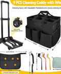 Large Rolling Cleaning Caddy With Wheels And Detachable Trolley 48L Capacity Adjustable Cleaning Apron 8 Piece Cleaning Set