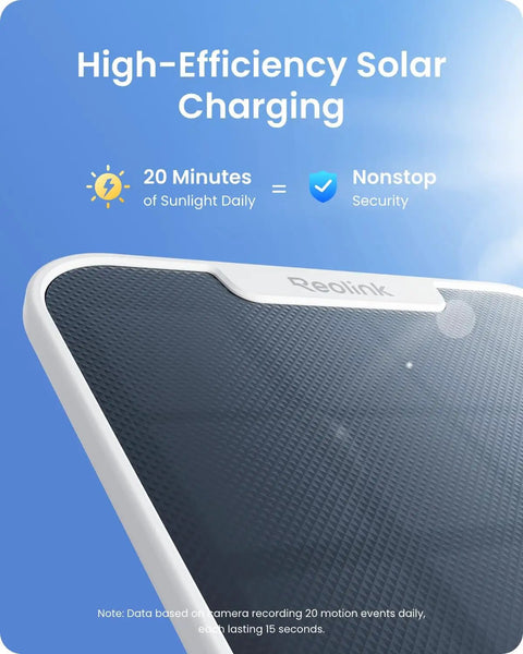 Close-up of solar panel attachment for 4K Solar Wireless Outdoor Security System With Color Night Vision 360 Degree Pan Tilt Auto