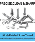 304 Stainless Steel Hex Bolts Nuts And Washers Kit With 496 Pieces, assorted bolts and washers displayed neatly