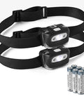 Two Pack Outdoor Headlamps For Camping And Hiking With 45 Degree Adjustable Angles Seven Lighting Modes Including Red Light Water Resistant IPX4 Hands Free Illumination For Night Runs Trails And Campouts with batteries