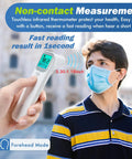 Kid Friendly Forehead And Ear Thermometer With No Contact 1 Second Reading For Kids And Adults Fever Alarm Mute Mode LCD Display Touchless Scan For Babies Toddlers And Family non-contact forehead mode