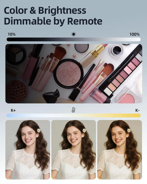 Makeup and model showcasing Pro Softbox Lighting Kit 16x16in For Studio Photos And Video, adjustable color temperature effect