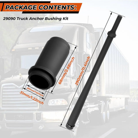Anchor Pin Bushing Kit For One And Three Eighths Inch Pins With Eleven And A Half Inch Driver next to a truck background