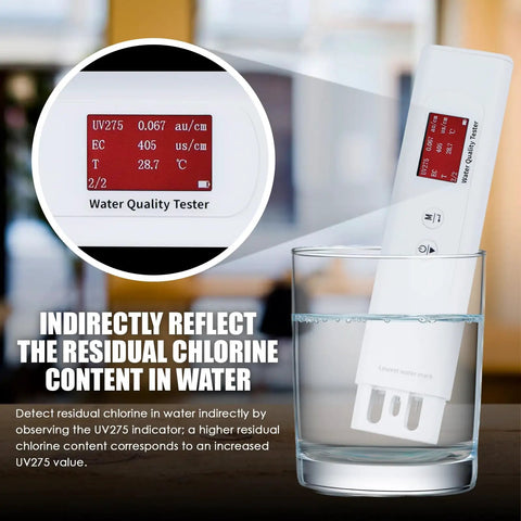 6 In 1 Portable Water Quality Tester For Drinking Water With TDS TOC COD EC UV275 And Temperature Digital Meter in use
