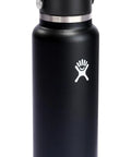 40 Oz Insulated Stainless Steel Water Bottle With Wide Mouth And Leakproof Straw Cap No Spill Flip Lid Double Wall Keeps Drinks Cold Up To 24 Hours Black Finish Easy Carry Handle