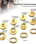 13 Piece Brass Router Template Bushing Guides Set With Carrying Case For Precise Routing shown with diameter details.