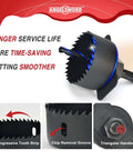 ANGELSWORD 24-piece hole saw kit; black blade with blue ring and arbor; tooth strip, chip groove, triangular handle.