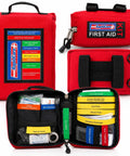 Front view of 164 Piece Outdoor Adventure First Aid Kit With Color Coded Supplies for Camping Hiking Road Trips and Car Survival Gear
