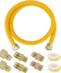 Tough As Nails 48 Inch Flexible Yellow Coated Corrugated Gas Line Kit For Dryer Stove Range Stainless Steel Gas Dryer Kit With Six Connectors