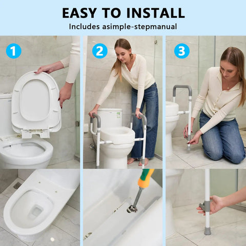 Heavy Duty Raised Toilet Seat Riser With Secure Armrests And Soft Grip Handles And Solid Frame Setup Giving You Real Backing For Everyday Bathroom Routine Without Breaking A Sweat Or Wrecking Your Knees
