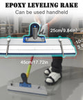 18 Inch Self Leveling Cement Tool Kit With Pro Grade Adjustable 12 To 18 Inch Roller Frame, close-up of epoxy leveling rake