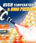 Heavy Duty Handheld Steam Cleaner For Kitchen Tile And Bathroom. High pressure steam nozzle at 230°F releasing vapor.