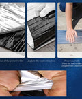 Step-by-step application of Heavy Duty Self Adhesive Flashing Tape Waterproof Roof Patch with Aluminum Foil Backing.