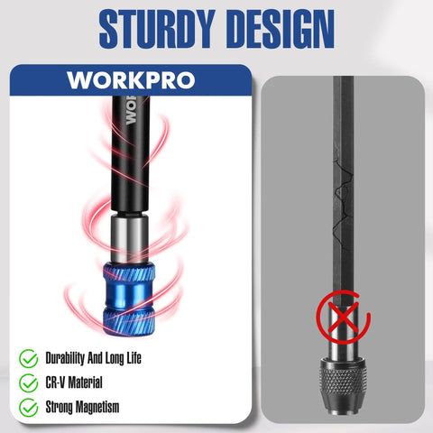 Drill Bit Extension Set Four Piece Magnetic Bit Holder With Aluminum Sleeve showcasing sturdy design