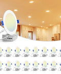 Sixteen Pack 6 Inch Ultra Thin Canless LED Recessed Lights With Junction Box 2700K To 5000K Five Color Temperature Selectable