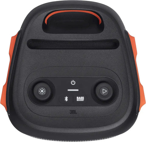 Top view of PartyBox 110 Portable Party Speaker With Built In Lights And Deep Bass 160W Power, showing control panel.