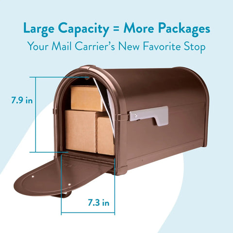 Hillsborough Heavy Duty Copper Post Mounted Mailbox For Outdoor Use With Rust Resistant Steel Construction, Large Curbside Mailbox