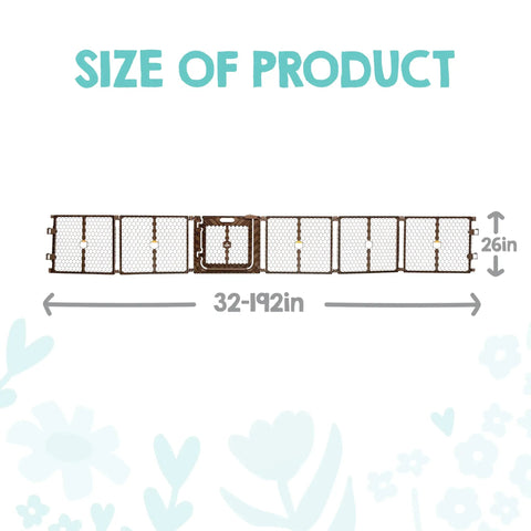 192-Inch Ultra Wide 2-In-1 Baby Gate And Play Yard With Door, Adjustable 6-Panel Plastic Safety Gate dimensions detail