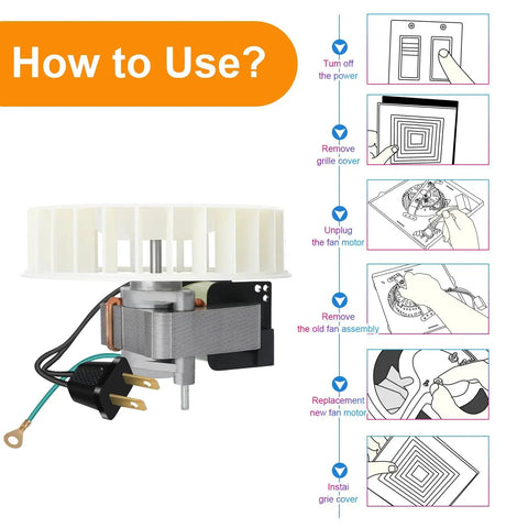 Bathroom Exhaust Fan Motor Replacement Kit With Blower Wheel For Models 665P 665RP 665RSP 605P 605RP 668P 668RP 9905 9965 VH668P Beastly Power Easy Install with installation instructions.