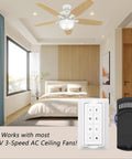 Smart WiFi Ceiling Fan Remote Kit With Light Dimmer And 3 Speed Settings, Nature Breeze And Walk Away Delay in bedroom setup