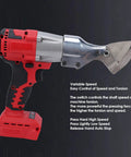 Focket Cordless Metal Shear Heavy Duty Electric Scissors With 360 Pivoting Head And Led Light for cutting metal, featuring variable speed.