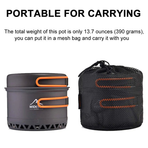 Ultralight Camping Cookware Set With Pot And Pan Heat Exchange Design That Boosts Efficiency By Over 30 Percent packed in bag