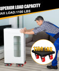 Heavy Duty Furniture Movers Dolly With Anti Slip Deck And 360 Degree Swivel Wheels For Safe Effortless Moving Of Appliances Sofas Mattresses And Other Heavy Objects Up To 1100 Lbs Includes Durable Furniture Lifter And Sliding Sliders Kit showing man moving a cabinet