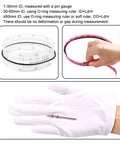 Silicone O Ring 8mm OD 5mm ID 1.5mm Thick VMQ Seal Gasket Red Pack Of 50 shown with measuring tools