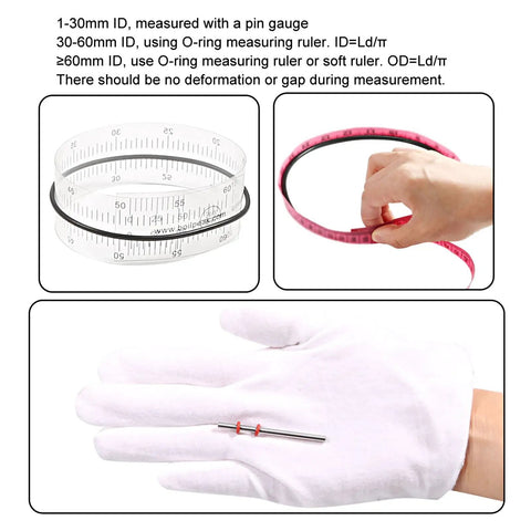 Silicone O Ring 8mm OD 5mm ID 1.5mm Thick VMQ Seal Gasket Red Pack Of 50 shown with measuring tools